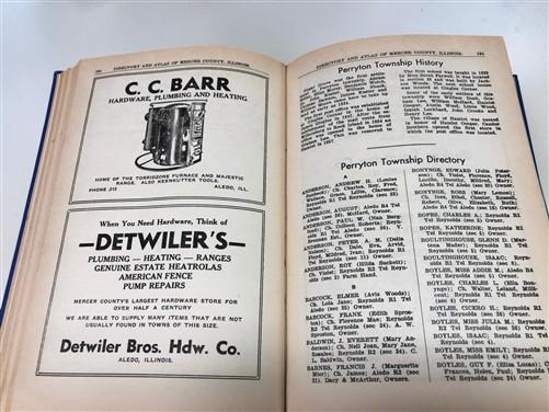 1935 Official Directory Mercer County Illinois, Township Plat Book History A