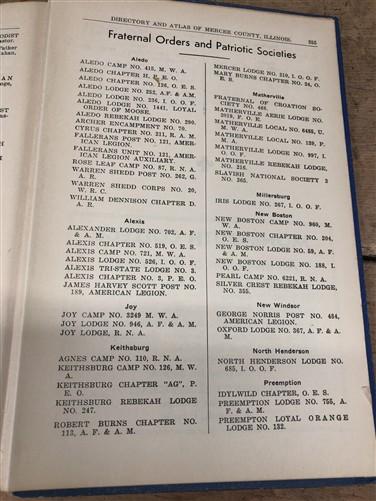 1935 Official Directory Mercer County Illinois, Township Plat Book History A
