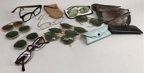 Lot 1940's Pilots Aviator Sunglasses, Vintage Clip On Wire Sunglasses More