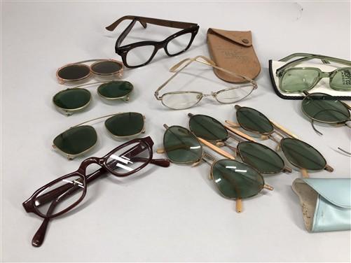 Lot 1940's Pilots Aviator Sunglasses, Vintage Clip On Wire Sunglasses More
