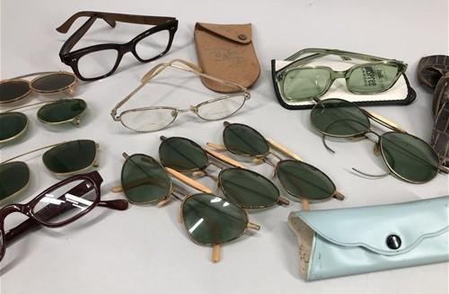 Lot 1940's Pilots Aviator Sunglasses, Vintage Clip On Wire Sunglasses More