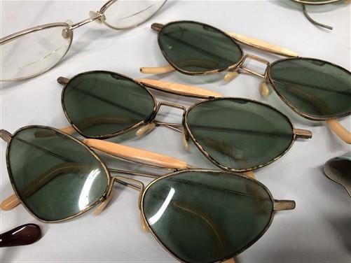 Lot 1940's Pilots Aviator Sunglasses, Vintage Clip On Wire Sunglasses More