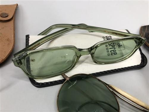 Lot 1940's Pilots Aviator Sunglasses, Vintage Clip On Wire Sunglasses More