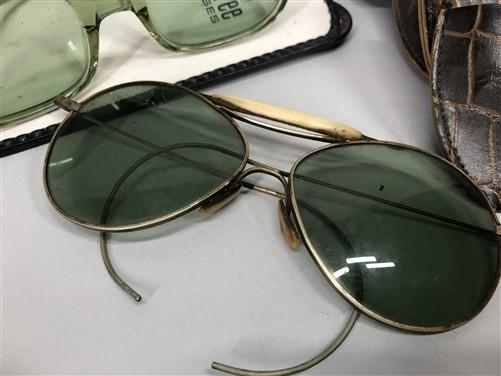 Lot 1940's Pilots Aviator Sunglasses, Vintage Clip On Wire Sunglasses More