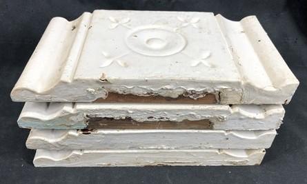 4 Plinth Blocks, Door Trim Molding Architectural Salvage, Antique Wood Trim D16
