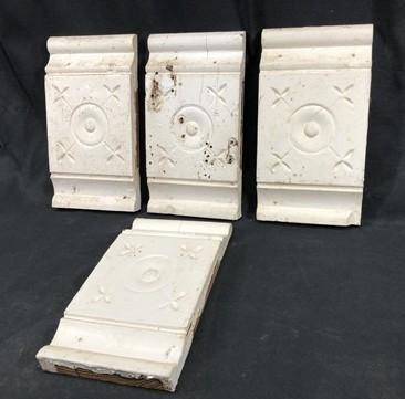 4 Plinth Blocks, Door Trim Molding Architectural Salvage, Antique Wood Trim D17