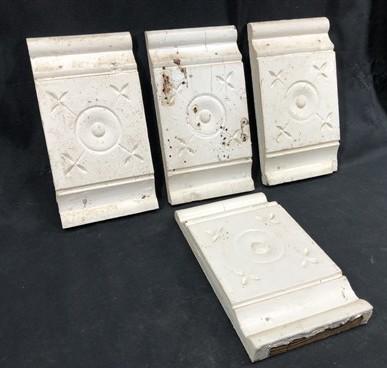 4 Plinth Blocks, Door Trim Molding Architectural Salvage, Antique Wood Trim D17