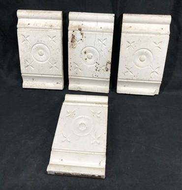4 Plinth Blocks, Door Trim Molding Architectural Salvage, Antique Wood Trim D17