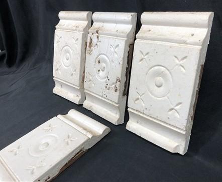 4 Plinth Blocks, Door Trim Molding Architectural Salvage, Antique Wood Trim D17