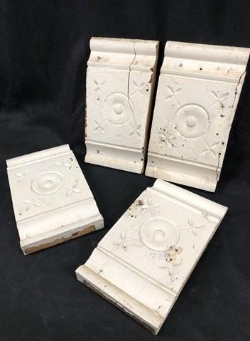 4 Plinth Blocks, Door Trim Molding Architectural Salvage, Antique Wood Trim D18