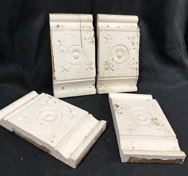 4 Plinth Blocks, Door Trim Molding Architectural Salvage, Antique Wood Trim D18