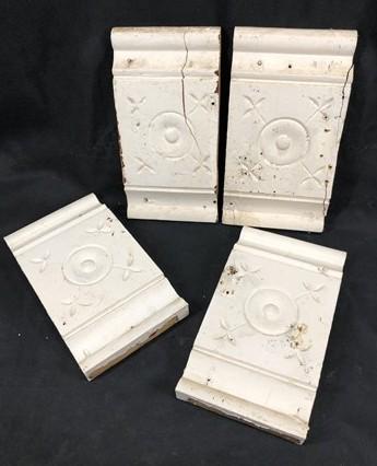 4 Plinth Blocks, Door Trim Molding Architectural Salvage, Antique Wood Trim D18