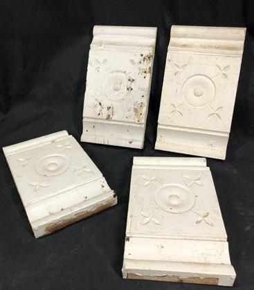 4 Plinth Blocks, Door Trim Molding Architectural Salvage, Antique Wood Trim D19