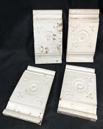 4 Plinth Blocks, Door Trim Molding Architectural Salvage, Antique Wood Trim D19