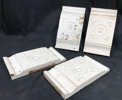 4 Plinth Blocks, Door Trim Molding Architectural Salvage, Antique Wood Trim D19