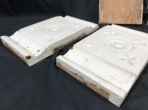 4 Plinth Blocks, Door Trim Molding Architectural Salvage, Antique Wood Trim D19