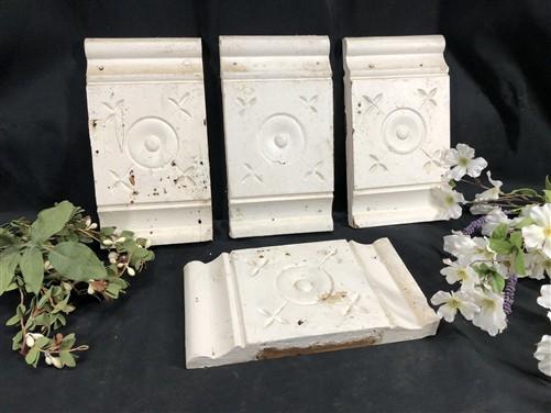 4 Plinth Blocks, Door Trim Molding Architectural Salvage, Antique Wood Trim D20