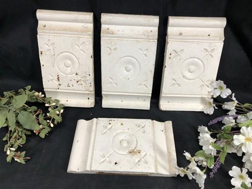 4 Plinth Blocks, Door Trim Molding Architectural Salvage, Antique Wood Trim D20