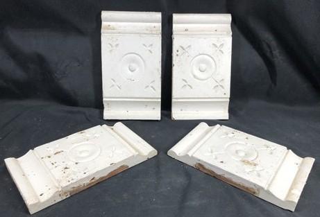 4 Plinth Blocks, Door Trim Molding Architectural Salvage, Antique Wood Trim D20