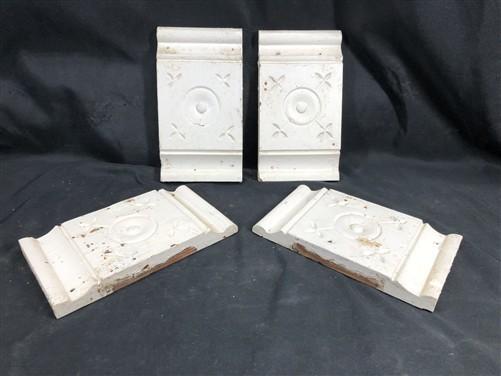 4 Plinth Blocks, Door Trim Molding Architectural Salvage, Antique Wood Trim D20