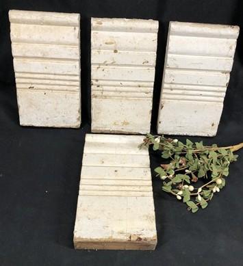 4 Plinth Blocks, Door Trim Molding Architectural Salvage, Antique Wood Trim D22