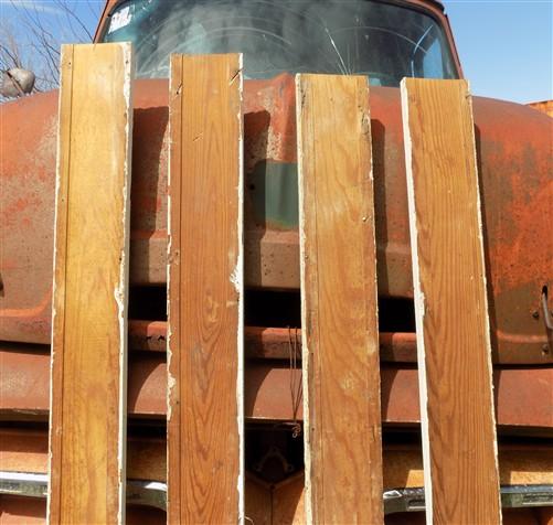 4 Wood Trim Pieces, Architectural Salvage, Reclaimed Vintage Wood Baseboard B2