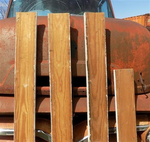 4 Wood Trim Pieces, Architectural Salvage, Reclaimed Vintage Wood Baseboard B3