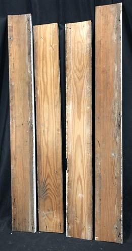 4 Wood Trim Pieces, Architectural Salvage, Reclaimed Vintage Wood Baseboard B6