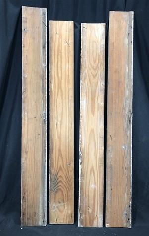 4 Wood Trim Pieces, Architectural Salvage, Reclaimed Vintage Wood Baseboard B6
