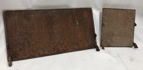 2 Copper Clad Stove Doors, Vintage Retro Porcelain Enamel Range Parts Repair b