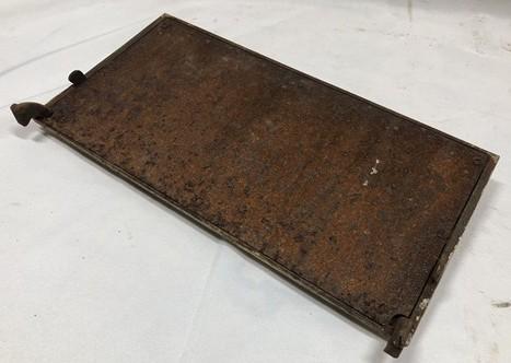 2 Copper Clad Stove Doors, Vintage Retro Porcelain Enamel Range Parts Repair b