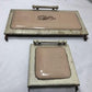 2 Copper Clad Stove Doors, Vintage Retro Porcelain Enamel Range Parts Repair b