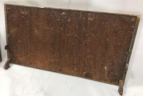 2 Copper Clad Stove Doors, Vintage Retro Porcelain Enamel Range Parts Repair A