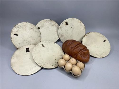 6 Copper Clad Stove Burner Cover Lids, Vintage Retro Cast Iron Parts Repair D