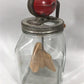 Dazey No 40 Butter Churn, Red Football Top Glass Hand Crank Wood Paddle Churn