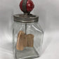 Dazey No 40 Butter Churn, Red Football Top Glass Hand Crank Wood Paddle Churn