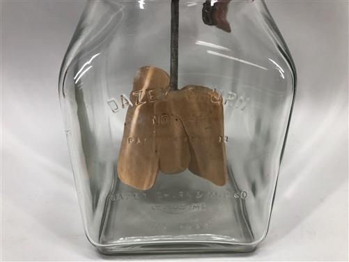 Dazey No 40 Butter Churn, Red Football Top Glass Hand Crank Wood Paddle Churn