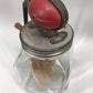 Dazey No 40 Butter Churn, Red Football Top Glass Hand Crank Wood Paddle Churn