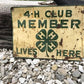 4-H Club Member Lives Here Sign, Vintage Metal Advertising Sign, Farm Country E