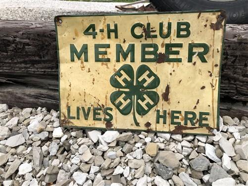 4-H Club Member Lives Here Sign, Vintage Metal Advertising Sign, Farm Country E