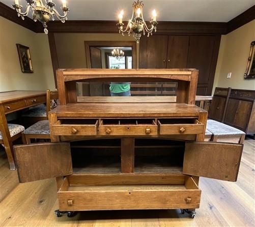 Mission Oak Buffet, Vintage Sideboard Cabinet with Mirror, Arts & Crafts Server
