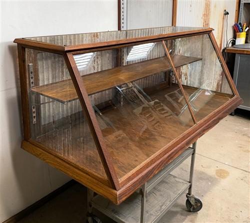 Slant Glass Countertop Display Case, Vintage Store Counter Display, Showcase