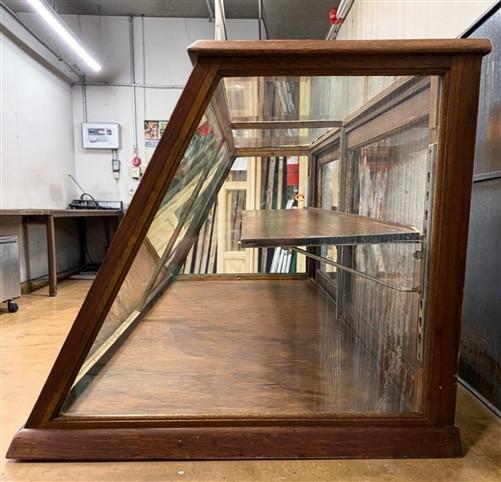 Slant Glass Countertop Display Case, Vintage Store Counter Display, Showcase