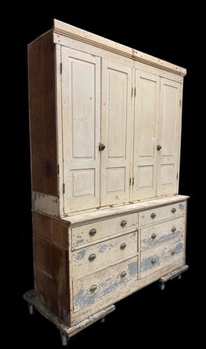Primitive Farmhouse Pantry Cabinet Cupboard, Vintage Painted Kitchen Cabinet