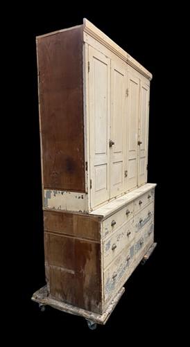 Primitive Farmhouse Pantry Cabinet Cupboard, Vintage Painted Kitchen Cabinet