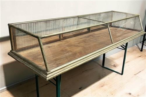 7' Brass Framed Countertop Glass Case, Vintage Retail Store Display, Showcase