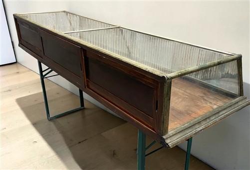7' Brass Framed Countertop Glass Case, Vintage Retail Store Display, Showcase