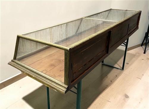 7' Brass Framed Countertop Glass Case, Vintage Retail Store Display, Showcase