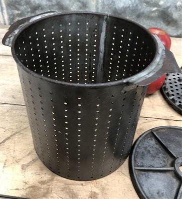 Lard Press No 25 Small Plate, Strainer Plate, Strainer Basket, Cast Iron Parts A