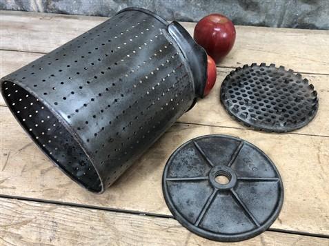 Lard Press No 25 Small Plate, Strainer Plate, Strainer Basket, Cast Iron Parts A